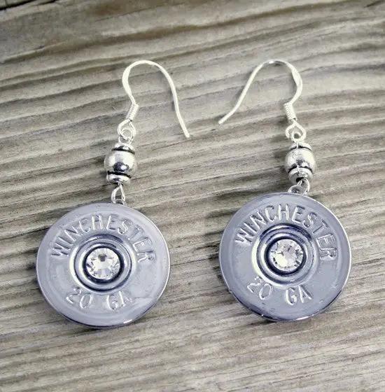 20 Gauge Shotgun Nickel Dangle Earrings