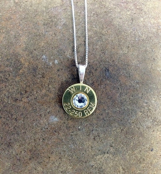 22-250 Sterling Silver Bullet Head Necklace