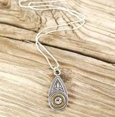 25 Auto Brass Antiqued Silver Teardrop Dangle Necklace