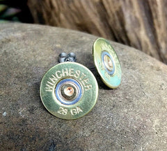 28 Gauge Brass Shotgun Stud Earrings