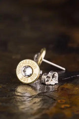 357 Sig Bullet Stud Earrings, Nickel or Brass, Sterling