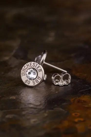 40 Caliber Bullet Head Stud Earrings, S&W, Ammo Studs