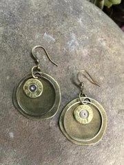 40 Caliber Rustic Round Bullet Earrings