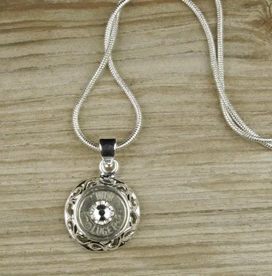 9mm Luger Bullet Filigree Necklace