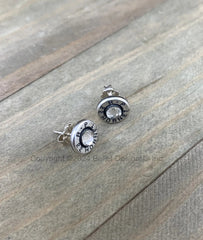 Rugged Bullet Stud Earrings / 22 Hornet Antique Silver Bullet Head / Sterling Earrings/ Sterling Studs Earrings/ Black lettering