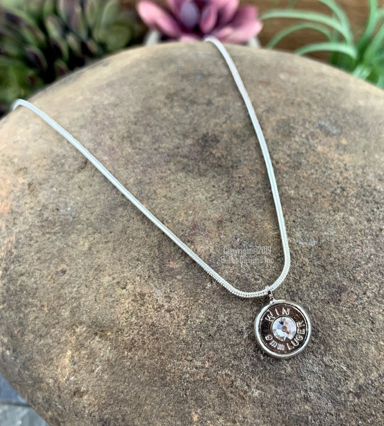 9mm Luger Bullet Setting Necklace