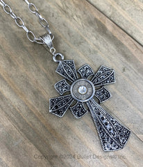 Cross Necklace, Antique & Black Custom Bullet Necklace, Nickel or Brass, 308, 30-06,  243, 45 Auto, 270, 6.5 Creedmoor, 7mm-08