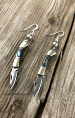 Abalone Shell Rough Rider Knife Earrings, Ryder