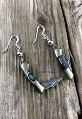 Abalone Shell Rough Rider Knife Earrings, Ryder